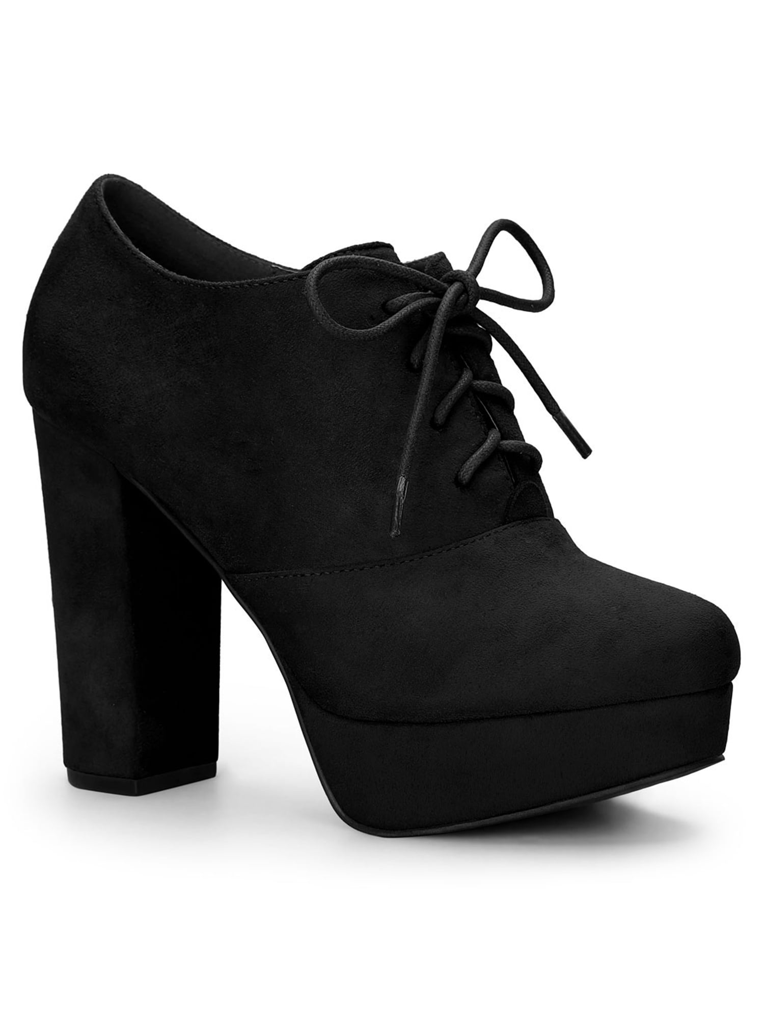 Unique Bargains Women's Platform Block Heel Lace Up Ankle Boots
