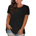 thumbnail image 1 of WTXUE T-Shirts à Manches Courtes, Chandails à Col Rond pour Femmes Chandails en Coton Chandails Amples T-Shirts Hauts Amples Unis / Décontractés pour Femmes Noir TG, 1 of 8