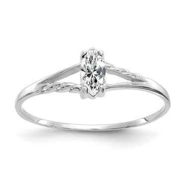 14K White Gold White Topaz Birthstone Ring
