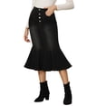thumbnail image 4 of Unique Bargains Jupe Midi en Denim Délavée à Queue de Poisson pour Femme, Noir, Taille P, 4 of 6
