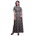 thumbnail image 1 of Bimba Rayon Circle & Triangle Geometric Smocked Waist Printed Gown Maxi Side Slit LadiesDress-Small, 1 of 6