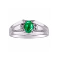 thumbnail image 1 of RYLOS Mens Rings Sterling Silver Classic Design 7X5MM Oval Gemstone & Diamond  Emerald May Birthstone Ring Size 9, 1 of 6