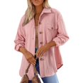 thumbnail image 1 of Qudderr Chemise Décontractée pour Femmes Veste Manches Longues Col en V Blouses Hauts Automne Hiver Chemises à Col pour Femmes S-2TG, 1 of 9