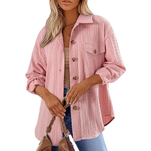 Qudderr Chemise Décontractée pour Femmes Veste Manches Longues Col en V Blouses Hauts Automne Hiver Chemises à Col pour Femmes S-2TG
