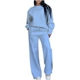 thumbnail image 2 of Wensltd Ensemble à Capuchon pour Femmes Couleur Unie Décontracté Col Ras du Cou Manches Longues Haut et Pantalon, 2 of 7