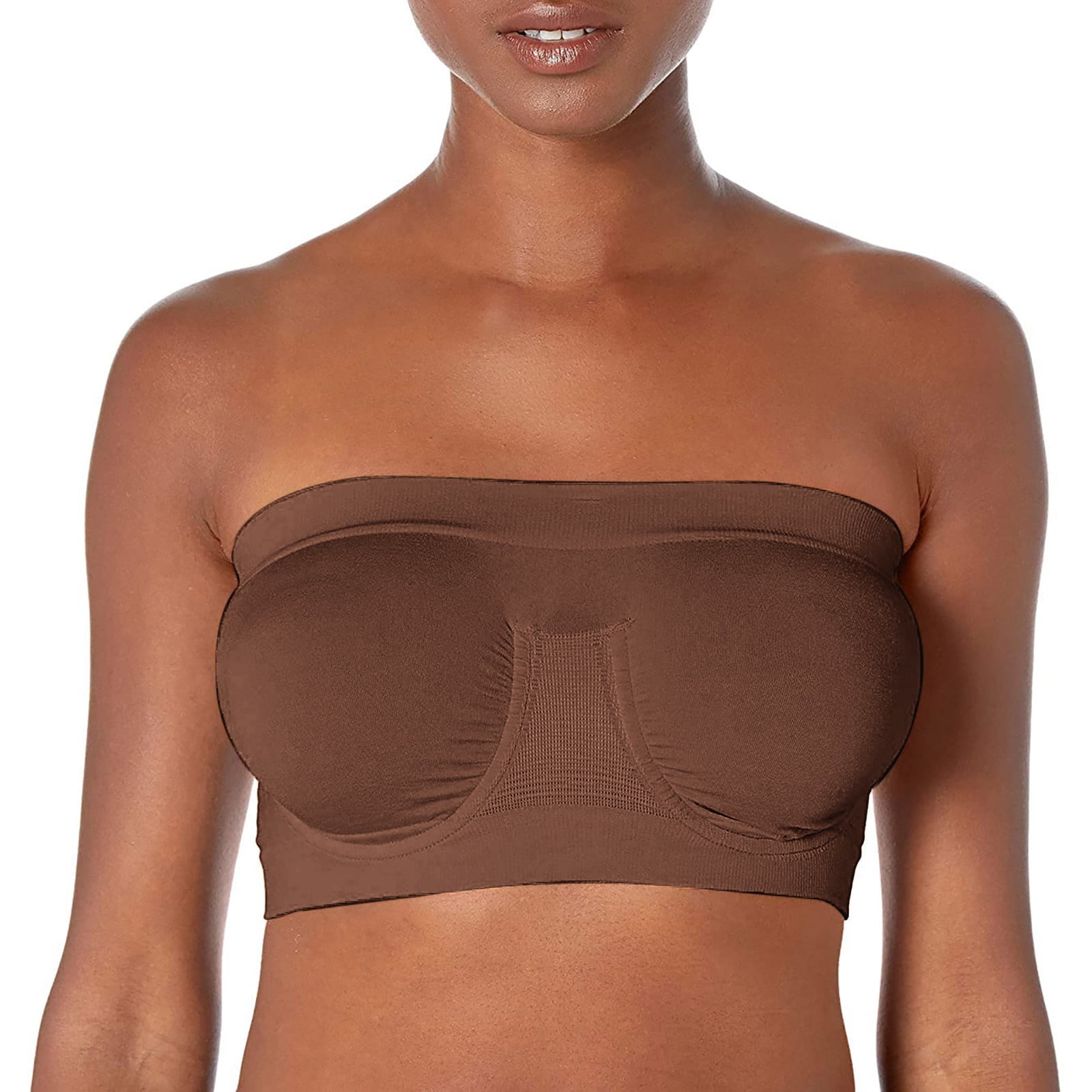 Soutien-Gorge Bandeau Push-Up Invisible – Dos Nu, Armature Amovible – Grande Taille, Bretelles Transparentes