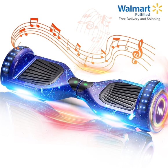 WEELMOTION Hoverboard Galaxie de 6,5 Pouces avec Haut-Parleur de Musique Intégré, Roues Tout-Terrain à DEL de 6,5 Pouces, Certifié UL2272, Lumières Vibrantes et Sac de Transport Gratuit – Idéal pour Enfants et Adultes