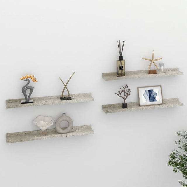 vidaXL Étagères Murales 4 Pcs Gris Béton 60x9x3 cm