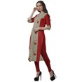 thumbnail image 4 of Moomaya Tunique Droite à Col en V pour Femmes, Manches Roulées, Kurta en Coton Imprimé, 4 of 6