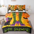 thumbnail image 1 of YST 7-Piece Halloween Bedding Set, Black Cat Theme, Queen Size, Polyester, Bed in a Bag, 1 of 5