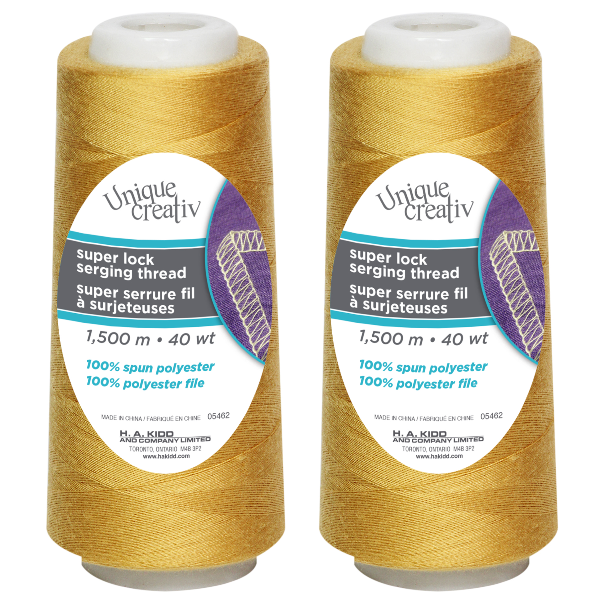 Unique Creativ - sewing thread - or - 100 % polyester - 40 wt - 2 unités