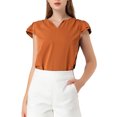 thumbnail image 1 of INSPIRE CHIC Women's Solid V Neck Cap Short Sleeves Work Blouse, 1 of 6