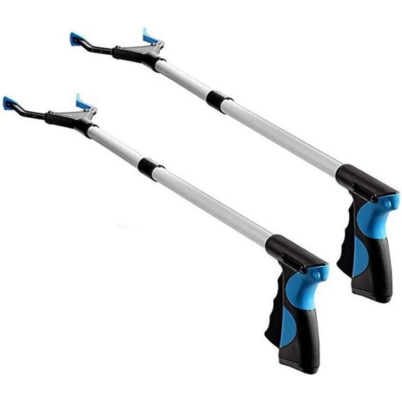 2 Pack Reacher Grabber Tool, Messar Upgraded Foldable Reaching Aid Reacher Tool Long Arm 360° Rotating Jaw Reaching Claw Hand Grabber Trash Pickup Tool, 32''