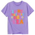 thumbnail image 3 of Hauts Enfants Étagère Soutiens-Gorge Filles Mode Décontractée Lettre Col Rond Manches Courtes T-Shirt Top3, 3 of 3