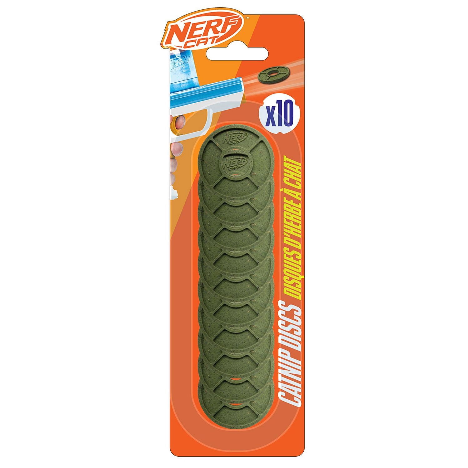 NERF Cat Disque d'Herbe à Chat pour Chats, Lot de 10