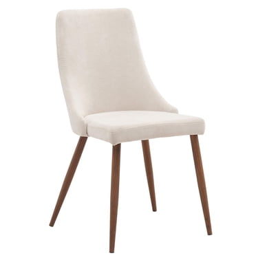 Set of 2 Mid-Century Fabric & Metal Side Chair in Beige