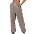 thumbnail image 1 of Pisexur Womens Sweatpants 2024 Ribbed Straight Leg Sweatpants High Waist Workout Jogging Pants Trendy Casual Solid Color Sweat Pants Baggy Comfort Drawstring Wide Leg Pants Loungewear with Pockets, 1 of 6