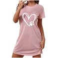 thumbnail image 1 of Rbaofujie Chemises de Nuit pour Filles Chemise de Nuit Courte Surdimensionnée pour Femmes Imprimée à Col Rond et Manches Courtes Robe Pantalon de Pyjama pour Femmes, 1 of 4