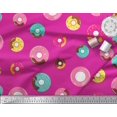 thumbnail image 2 of Soimoi Pink Moss Georgette Fabric Donuts Food Print Sewing Fabric Yard 42 Inch Wide, 2 of 5