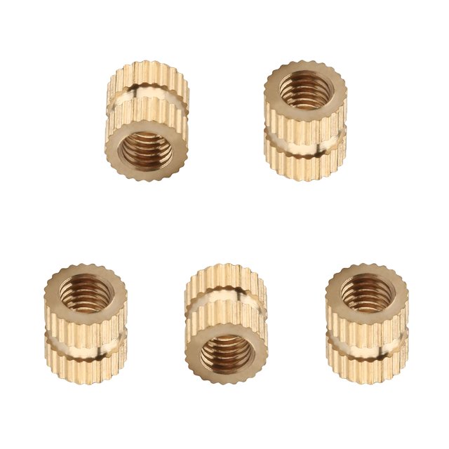 Wekity Knurled Insert Nuts, Female Thread Brass Embedment Nut M3x6mm H x 5mm OD Heat Set Insert Nut for Printing 3D Printer and More Projects 20Pcs-0621