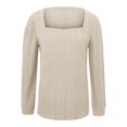 thumbnail image 5 of Penkiiy Chandails à Col Rond pour Femmes Manches Longues Chemises Coupe Ample Décontractée Mode Automne 2025 Tunique Légère 4TG Kaki, 5 of 5