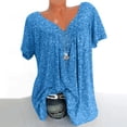 thumbnail image 1 of EGNMCR T-Shirts pour Femmes Femmes Grande Taille Manches Courtes Col en V Blouse à Imprimé Chandail Hauts Manches Courtes Blouses, 1 of 8