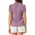 thumbnail image 3 of INSPIRE CHIC Blouse Décontractée à Manches Courtes pour Femme, à Volants, à Pois, Col Rond, 3 of 5