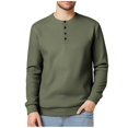 thumbnail image 2 of Gspmoly Oversized Tshirts for Men, Men'S Solid Color Button Round Neck Knitted Long Sleeved Shirt Going Out Tops Prime Deals, 2 of 8
