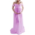 thumbnail image 1 of Baohd Robe de Maternité pour Photographie, Robe en Mousseline, devant, Robes de Grossesse, Vêtements pour Séance Photo pour Femmes, Accessoire, Dentelle, Violet Pâle, L, 1 of 6