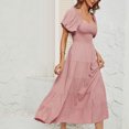 thumbnail image 5 of Robe d'Été pour Femmes 2024 Mode Grande Taille Unie Taille Haute Manches Bouffantes Robe à Taille Enveloppée Rabais de 50 % Liquidation!, 5 of 5