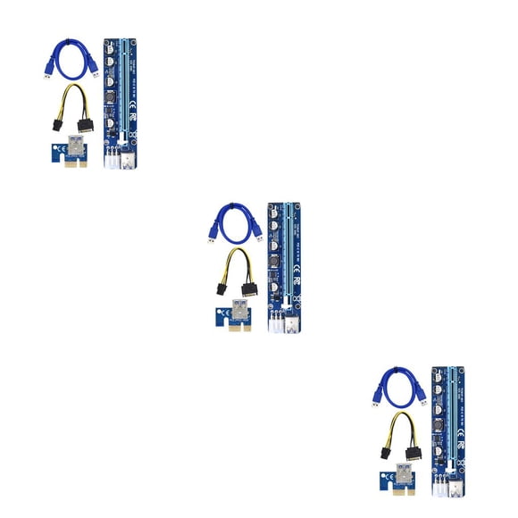 Decodeary 100PCS VER008C Riser Card USB3.0 PCI PCIE PCI-E 1X To 16X Extender 60CM 008C Riser Adapter With LED For GPU Miner Mining 3Set