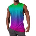 thumbnail image 2 of Sentmoon Mens Tank Top Undershirt Summer Sleeveless Crew Neck Mens Undershirt Gradient Color Relaxed Fit Plus Size Compression Gym Shirts Holiday for Running in Hot Weather XL, 2 of 5