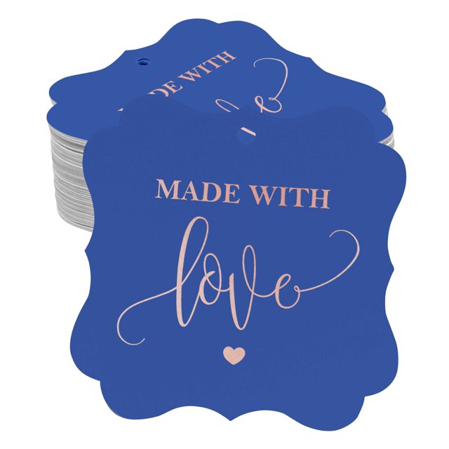 Inkdotpot Real Rose Gold Foil Made With Love Wedding Tags Favor Bracket Shape Hang Pack Of 100 Paper Tags