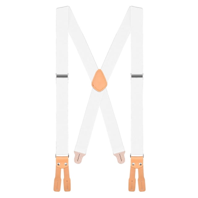 "Buyless Fashion Butten End Logger Work Suspenders for Men - 48"" Adjustable Straps 1 1/4"" - X Shape"
