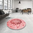 thumbnail image 4 of Ahgly Company Tapis d'Intérieur Ronds Transitionnels Orange Lavables à la Machine, 3 Pieds Rond, 4 of 7