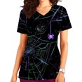 thumbnail image 2 of RKSTN Women Tops Short Sleeve V-neck Tops Working Uniform Halloween Printed with Pockets Blouse Scrub Tops, 2 of 5