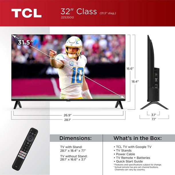 TCL 32-Inch Class S3 1080p LED Smart TV with Google TV (32S350G