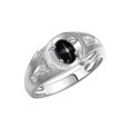 thumbnail image 3 of RYLOS Men's Rings Sterling Silver Rings Classic Designer Style 8X6MM Gemstone & Diamond Ring Black Star Sapphire March Birthstone Rings For Men,  Size 9, 3 of 7