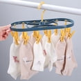 thumbnail image 3 of Renjiang Clothes Drying Racks Foldable Clip Hangers Drip Hanger Plastic with 12 Drying Clips Wind-Proof Hook Underwear Hanger with Clips Plastic Laundry Clip for Socks Bras, 3 of 3