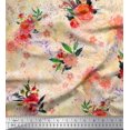 thumbnail image 1 of Soimoi Poly Georgette Fabric Leaves & Rose Flower Decor Fabric Printed Yard 52 Inch Wide, 1 of 3