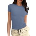 thumbnail image 1 of Gupgi Women's Ribbed Slim Fit T-Shirts Short Sleeve Crew Neck Tees Going Out Tight Shirt Summer Basic Tops, 1 of 6