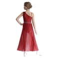 thumbnail image 3 of MSemis Robe de Danse Moderne Sans Manches pour Filles avec Strass Brillants, Jazz Lyrique, Jupe de Ballet Bourgogne 12, 3 of 6