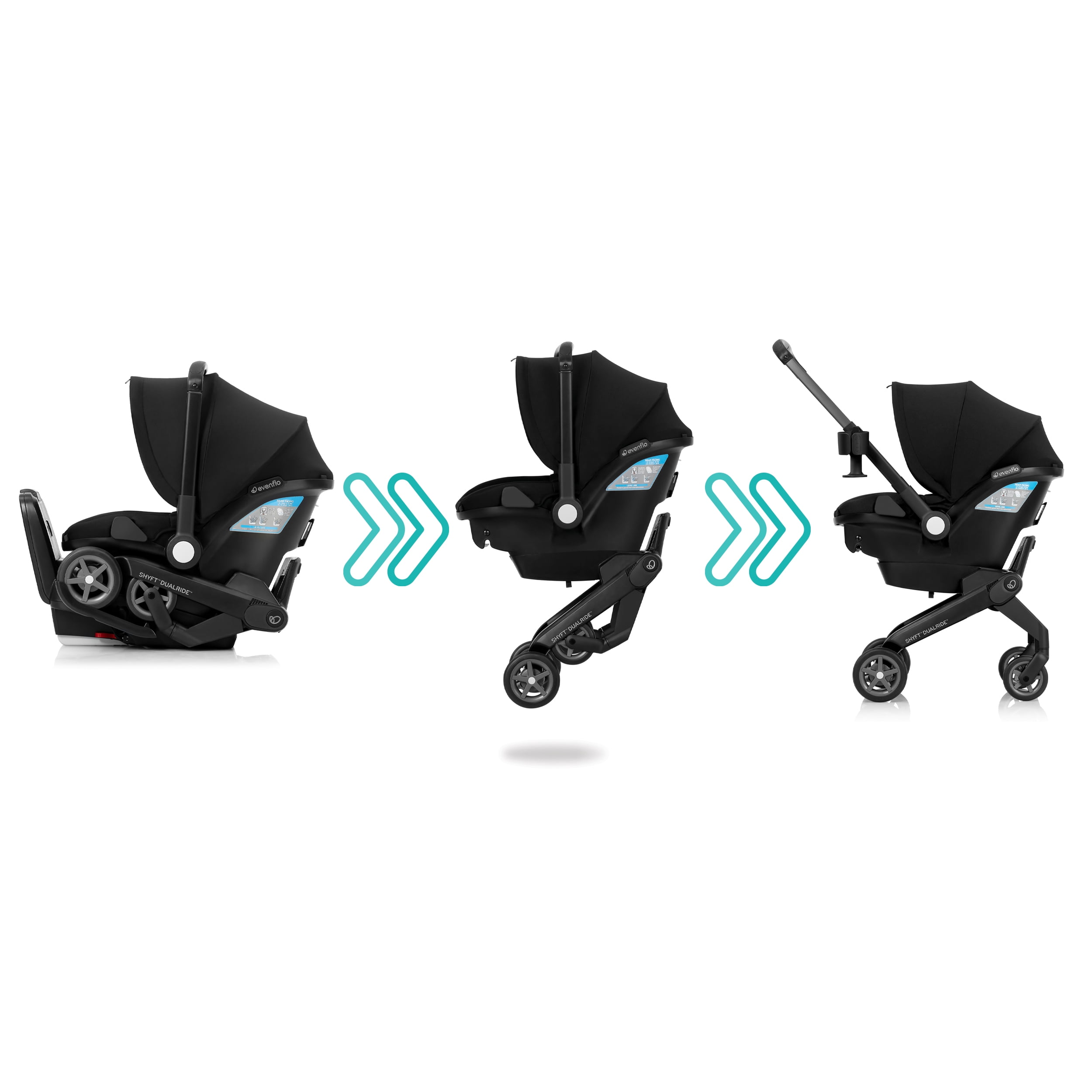 Evenflo Shyft DualRide Infant Car Seat and Stroller Combo (Weight 3-30 lbs, Height Max 32")