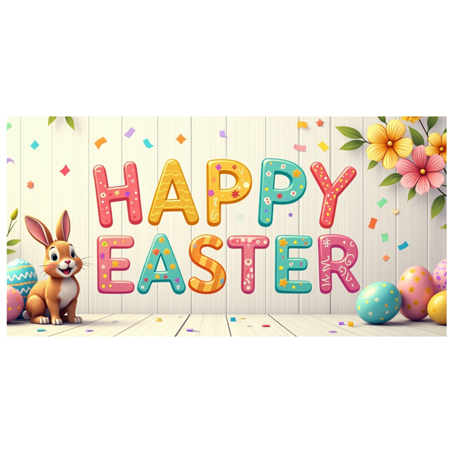 Easter Bunny Spring Celebration Festive Backdrop Banner Decorations Egg Party Supplies Photography Props Background
