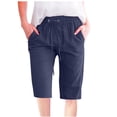 thumbnail image 1 of Timegard Womens Plus Size Shorts Elastic Waisted Drawstring Lightweight Casual Knee Length Shorts with Pockets, 1 of 5