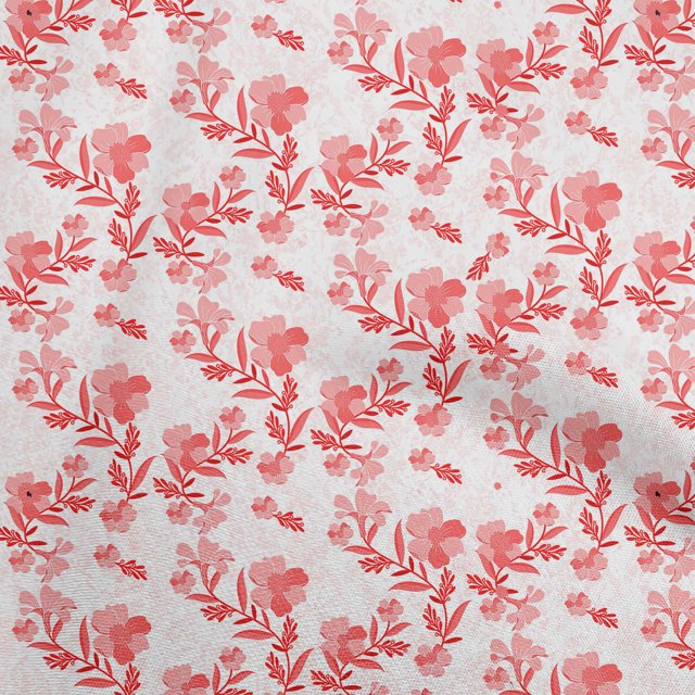 oneOone Tissu Velours Rouge à Fleurs Tissu pour Robe Tissu Imprimé au Mètre 58 Pouces de Large