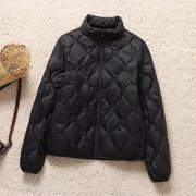 UPPADA Casual Quilted Jackets for Women Button Down Fall Puffer Jacket Winter Coats with Pockets Lightweight Down Puffer Jackets,Cropped Puffer Coat Women Black,M