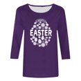thumbnail image 4 of RKSTN Hauts Grande Taille pour Femmes Œufs de Pâques Mignons Imprimés Lapin Coupe Ample Col Rond Manches 3/4 Printemps Été Blouse Douce, 4 of 4