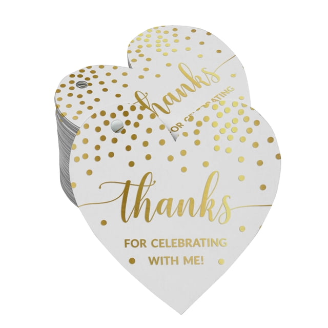 Inkdotpot Thanks For Celebrating With Me Birthday Bottle Tag Real Gold Foil Favor Hang Tags Pack Of 100