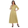 thumbnail image 2 of Moomaya Long Button Down Shirts For Women Front Slit A-Line Kurtis Summer Kurta, 2 of 5